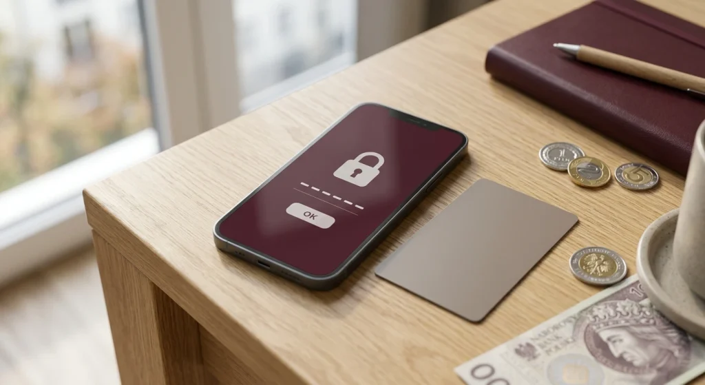 Neutralna ilustracja płatności mobilnej BLIK i polskiego złotego bez logo NV Casino
