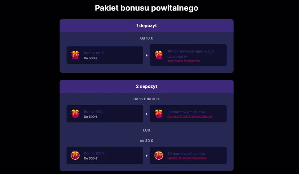Pakiet powitalny NV Casino