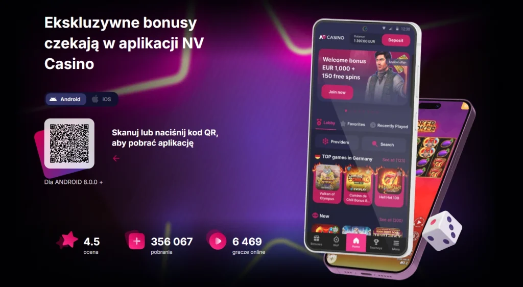 Wersja mobilna NV Casino na telefonie